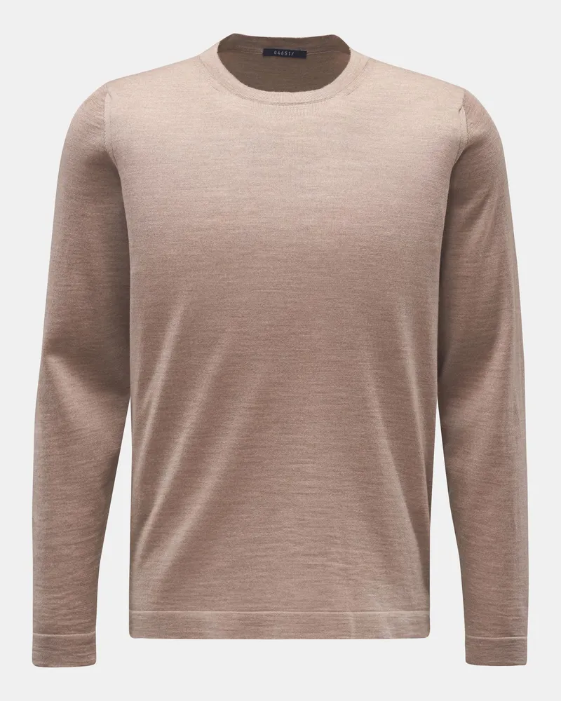 04651/ Herren - Merino Rundhalspullover graubraun Graubraun