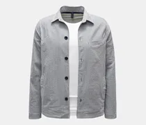 Herren - Seersucker Overshirt graublau/weiß gestreift