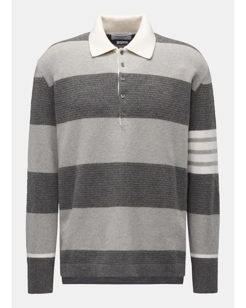 Thom Browne Strickpolo grau gestreift Grau