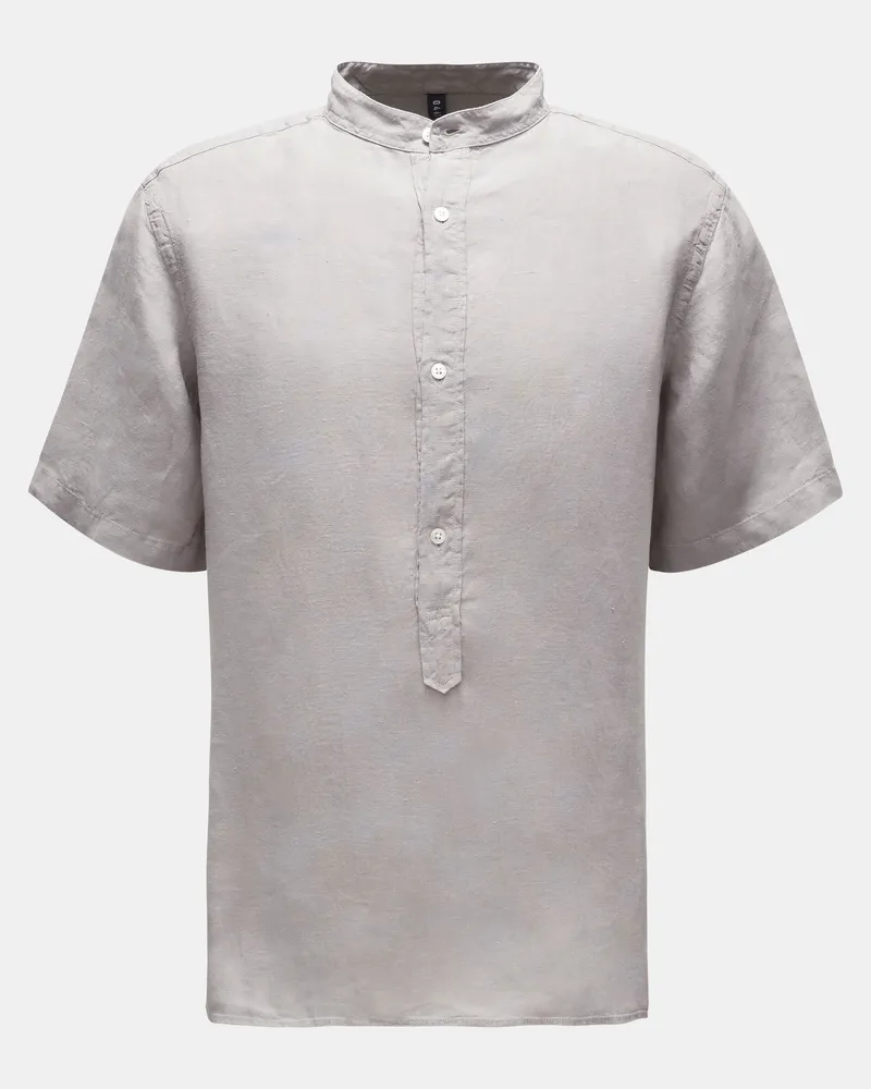 04651/ Herren - Popover-Kurzarmhemd 'Linen Guru' Grandad-Kragen grau Grau