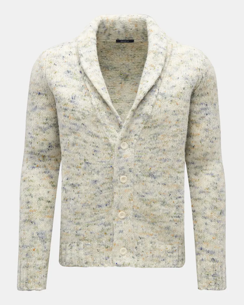 04651/ Herren - Cardigan 'Donegal' creme/graublau gemustert Creme