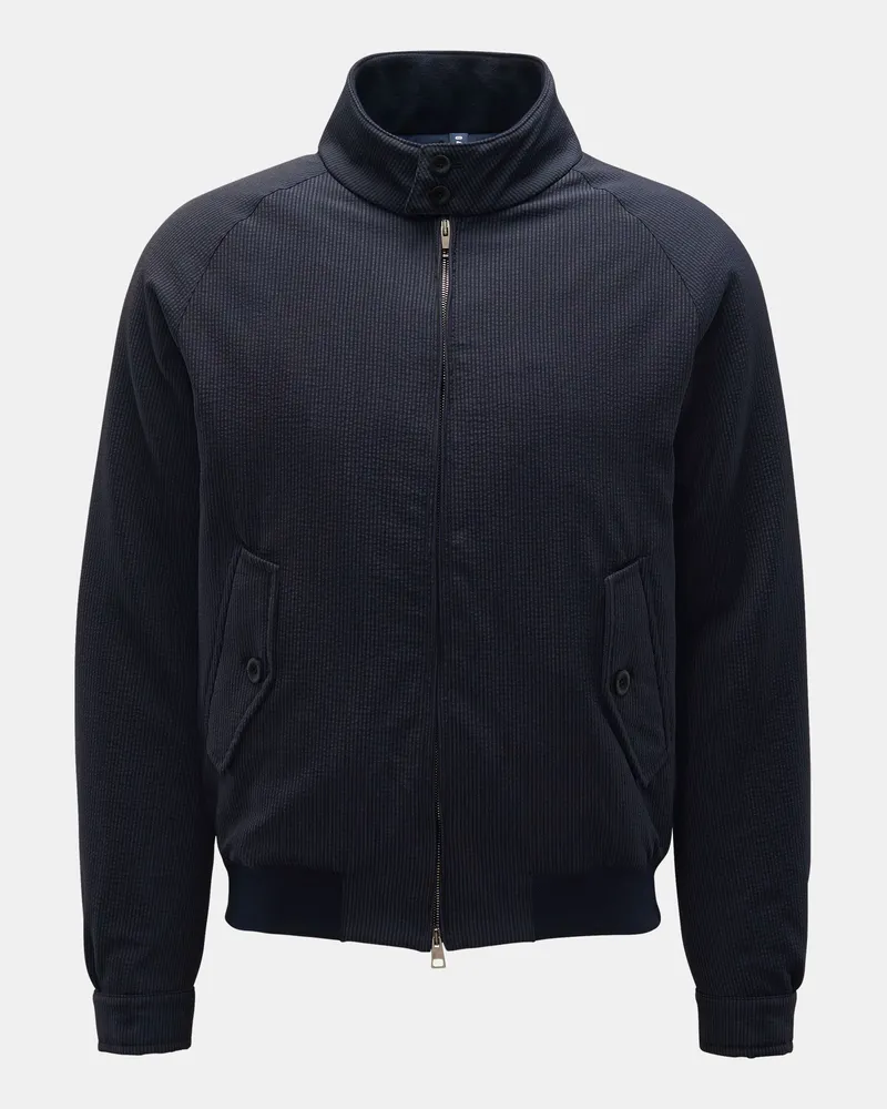04651/ Herren - Seersucker-Blouson navy/graublau gestreift Blau