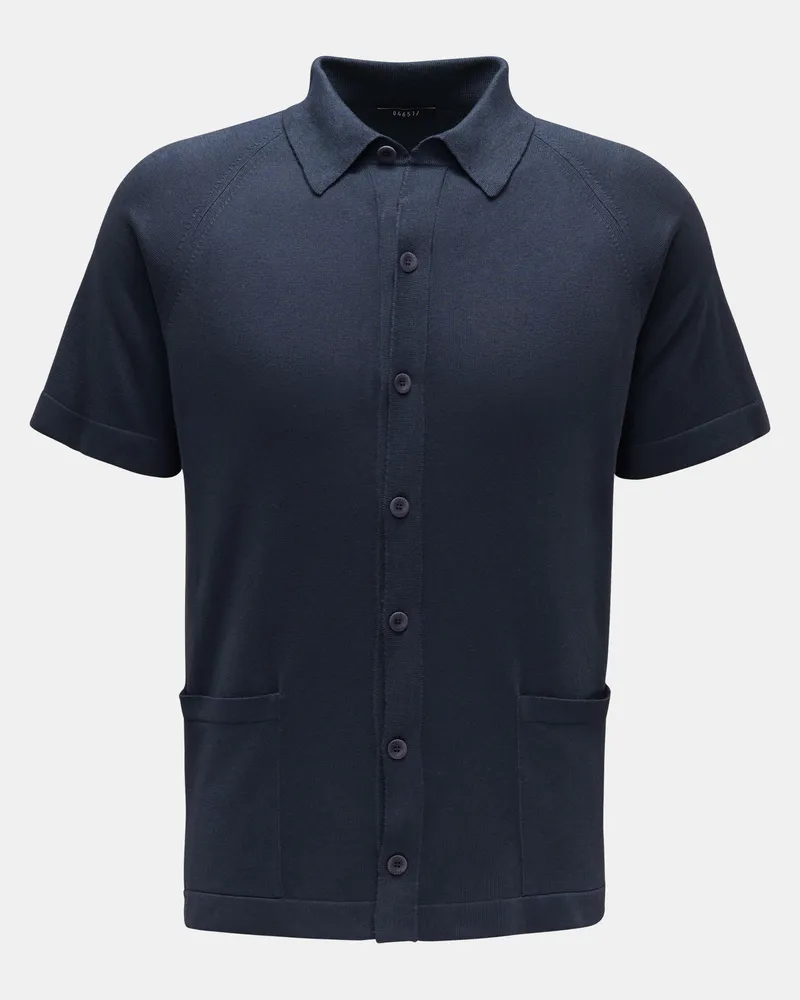 04651/ Herren - Kurzarm-Strickhemd 'Foggy Shirt' schmaler Kragen navy Navy