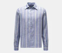 Herren - Leinenhemd 'Linen Stripe Shirt' Kent-Kragen dunkelblau/hellblau/hellgrau gestreift