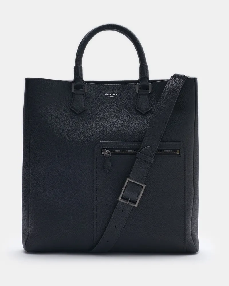 Serapian Herren - Leder Tote Bag schwarz Schwarz