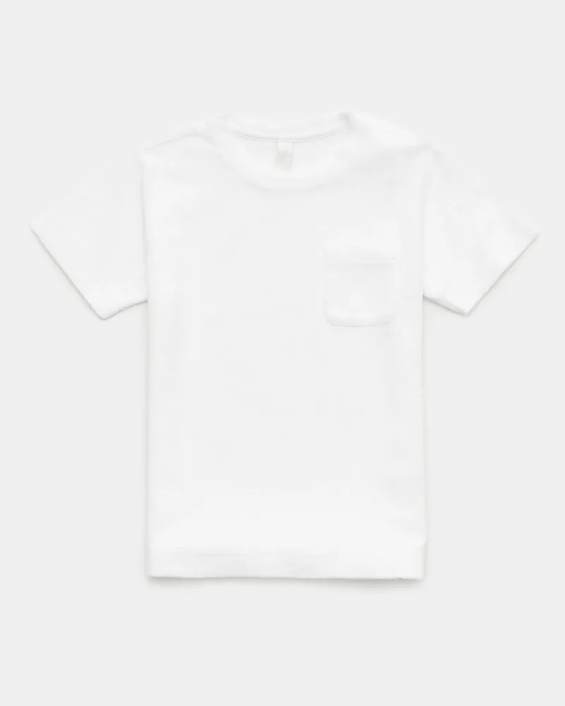 04651/ Herren - Kinder Frottee Rundhals-T-Shirt 'Kids Terry Tee' weiß Weiß