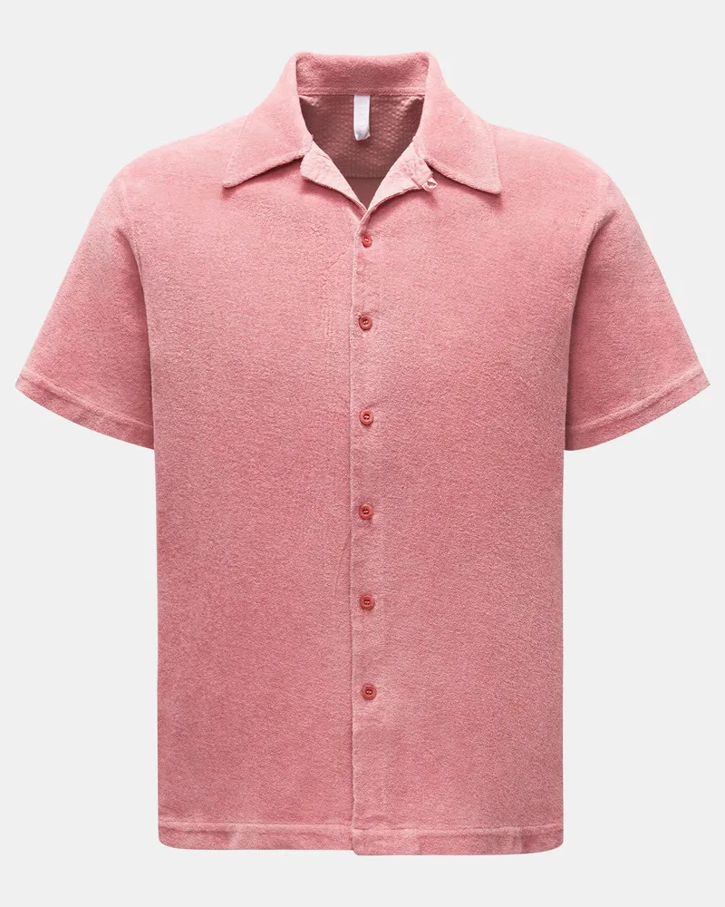 04651/ Herren - Frottee-Kurzarmhemd 'Terry Shirt' Kubanischer Kragen rosé Rosé