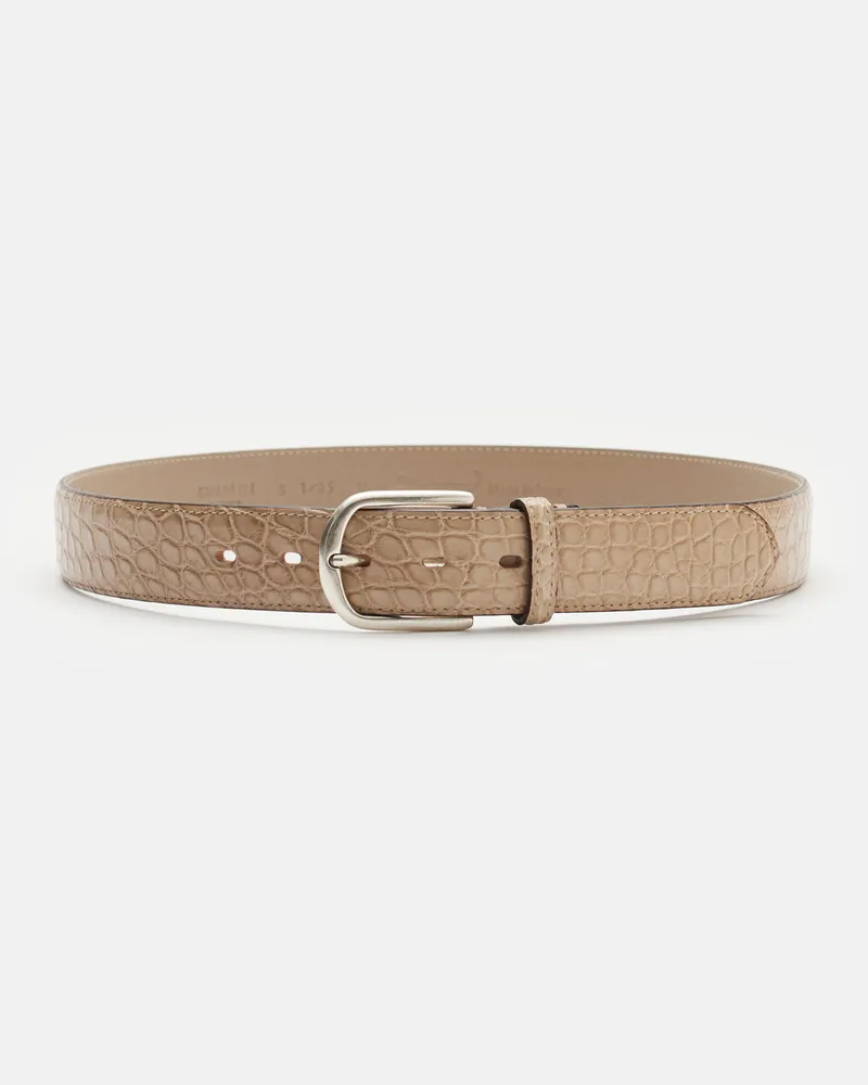 Fausto Colato Herren - Gürtel Alligatorleder beige Beige