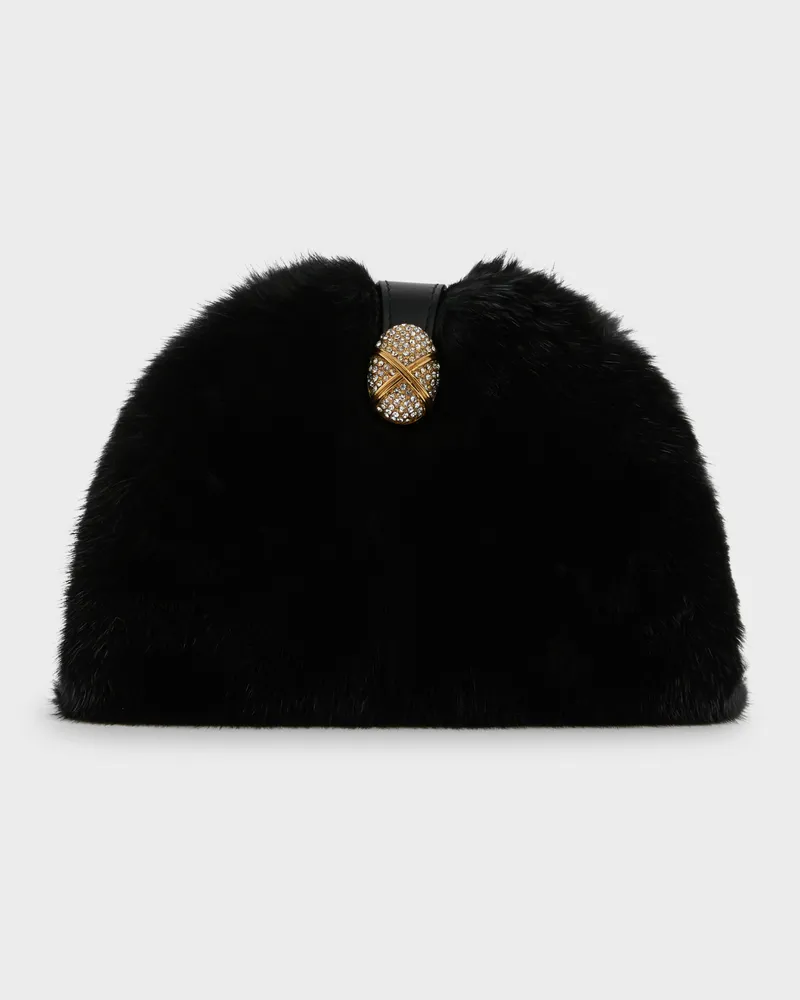 Giuseppe Zanotti OPHELIA FURRY BAG Brieftasche Schwarz