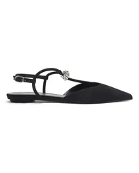 Stuart Weitzman Tully Crystal T-strap Flat - Frau Loafer Und Flache Schuhe Schwarz/klar Schwarz