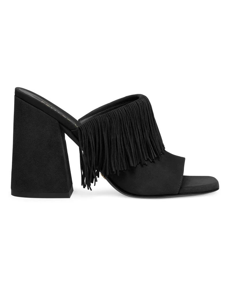 Stuart Weitzman Tia Fringe 100 Slide - Frau  Schwarz Schwarz