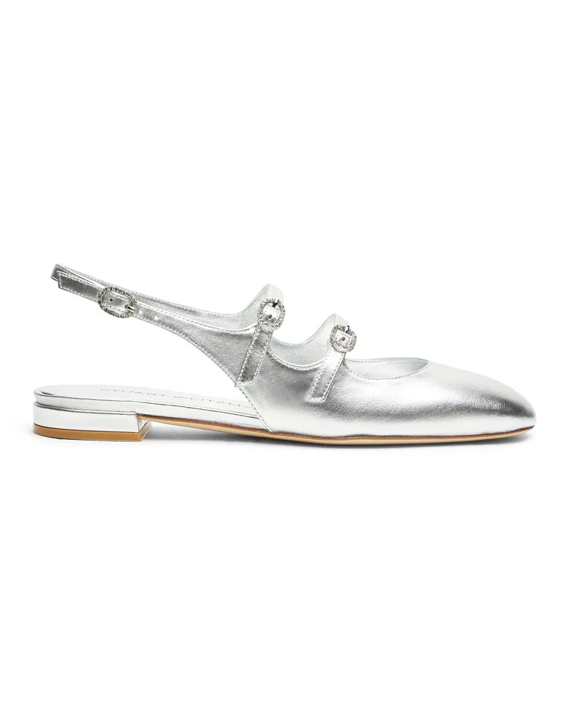 Stuart Weitzman Claris Mj Slingback - Frau Loafer Und Flache Schuhe Silber Silber