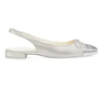 Sleek Bow Slingback Flat - Frau Loafer Und Flache Schuhe Silber