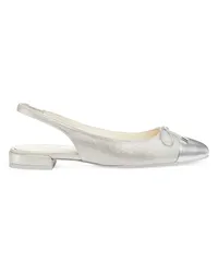 Stuart Weitzman Sleek Bow Slingback Flat - Frau Loafer Und Flache Schuhe Silber Silber