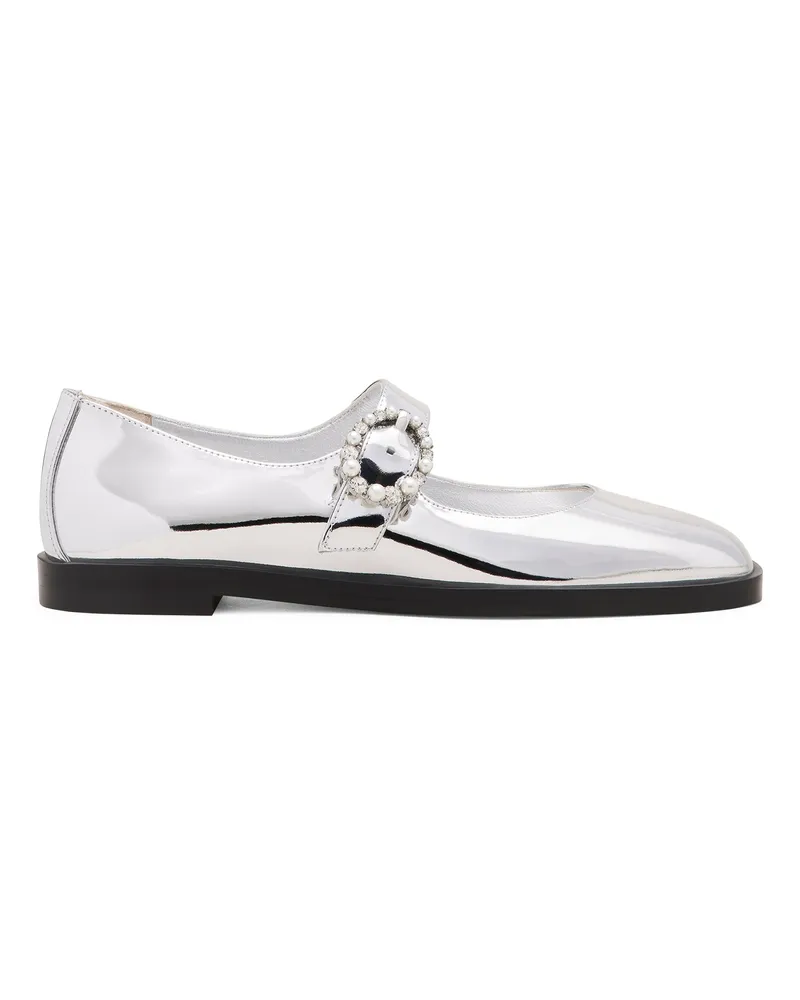 Stuart Weitzman Loralei Crystal Mary Jane Frau Loafer Und Flache Schuhe Silber