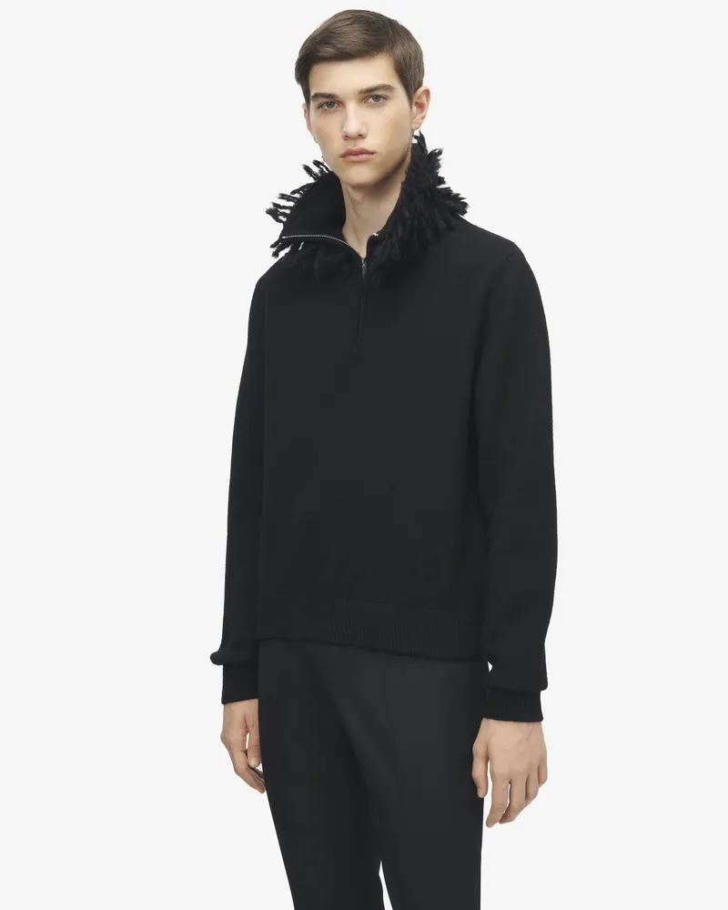 Alexander McQueen Pullover mit fransigem Kragen - Item 848919Q1BFF1000 Schwarz