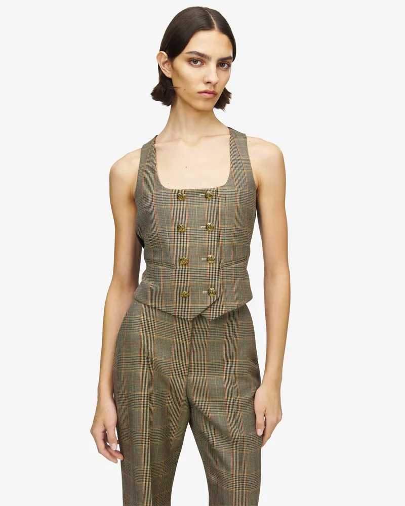 Alexander McQueen Country Check Weste - Item 857873QJAFR9101 Braun
