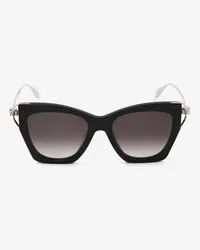 Alexander McQueen Weiche quadratische Skull-Scharnier-Sonnenbrille Schwarz