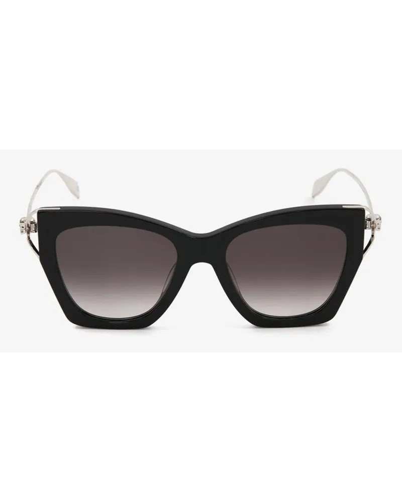 Alexander McQueen Weiche quadratische Skull-Scharnier-Sonnenbrille Schwarz