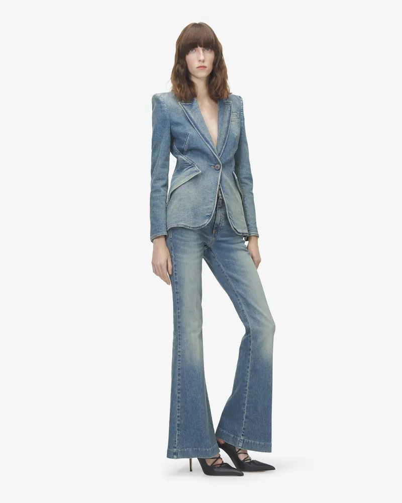 Alexander McQueen Schmale Bootcut-Hose aus Denim - Item 834150QMAC44164 Ausgewaschenes