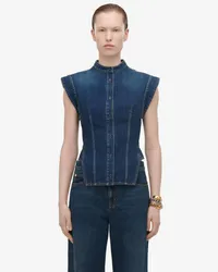 Alexander McQueen Jeanshemd mit Flügelärmeln Indigo