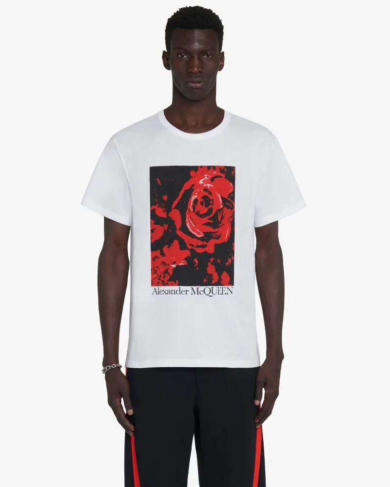 Alexander McQueen T-Shirt mit Wax Flower-Print Weiss