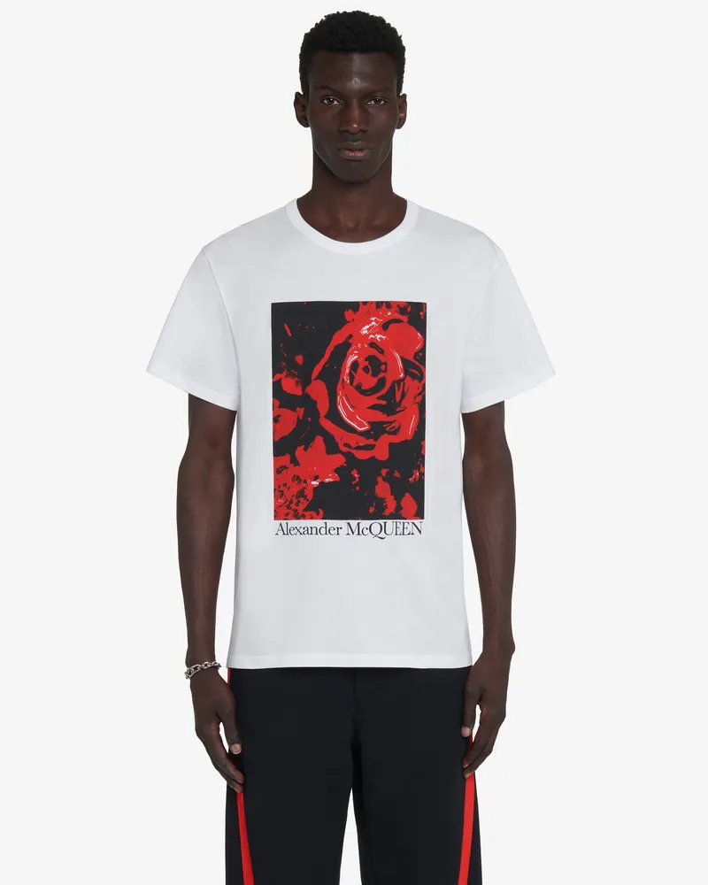 Alexander McQueen T-Shirt mit Wax Flower-Print Weiss