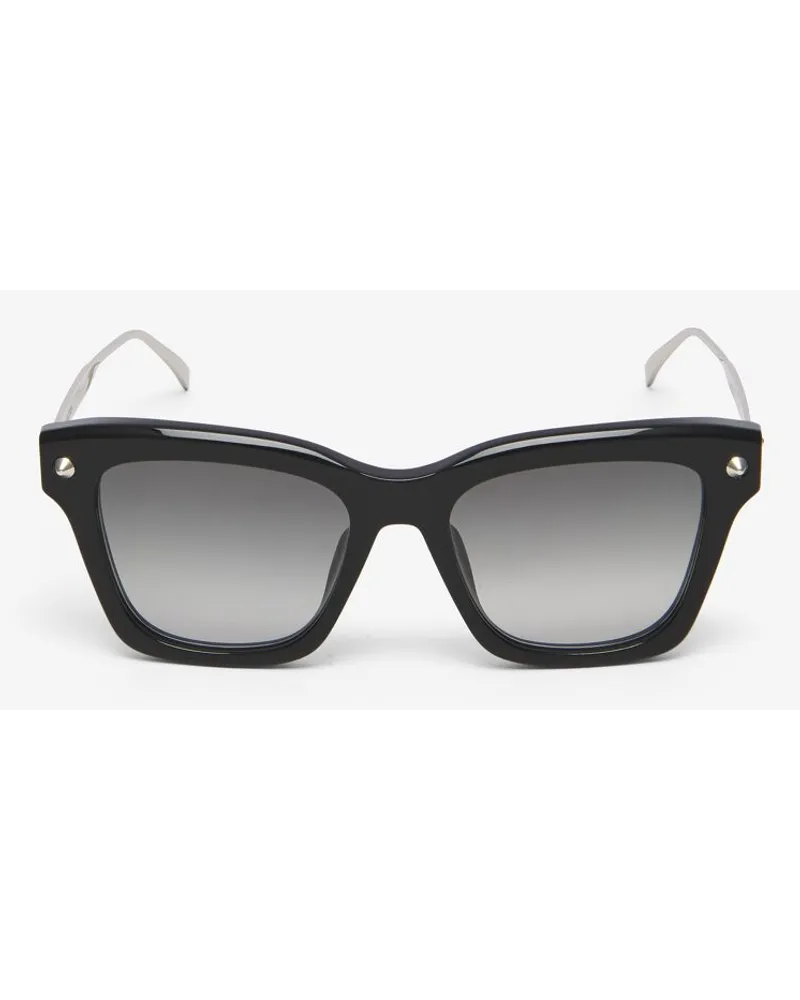 Alexander McQueen Weiche, quadratische Sonnenbrille mit Spike-Nieten Schwarz