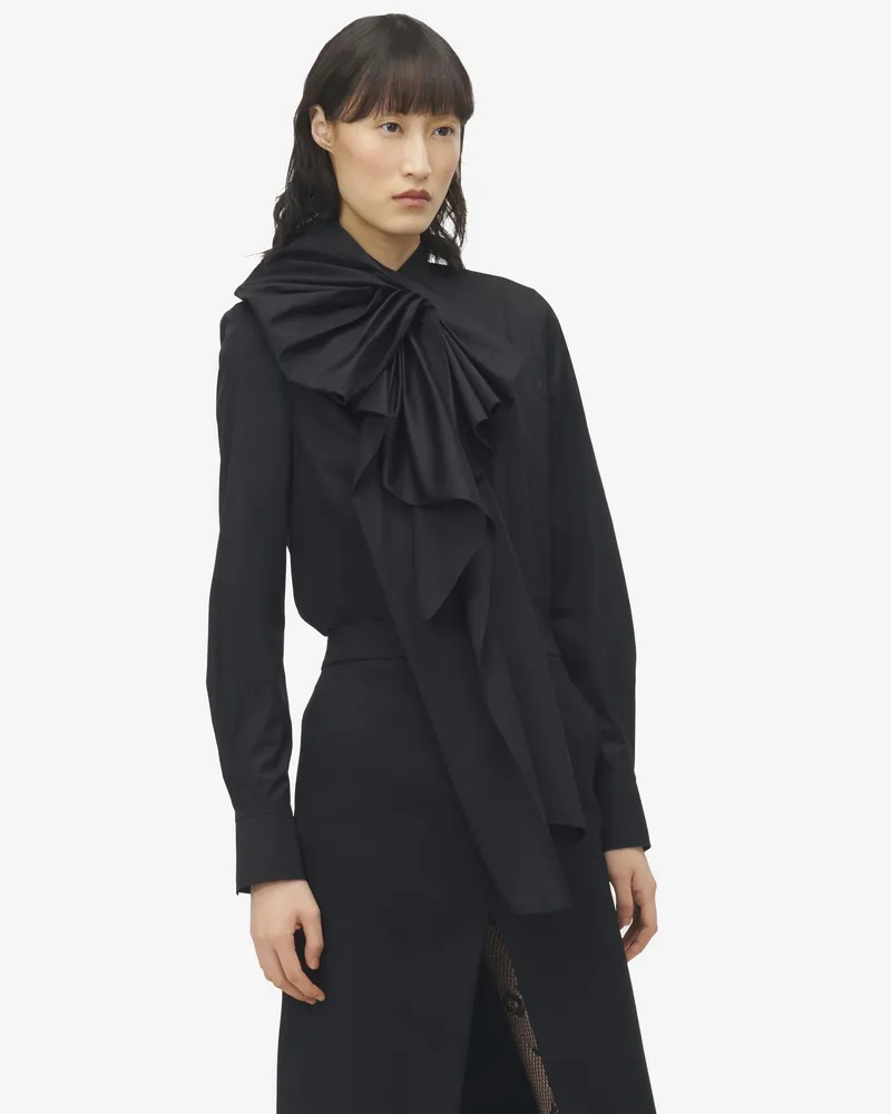 Alexander McQueen Hemd aus geraffter Baumwolle - Item 846035QAACA1000 Schwarz