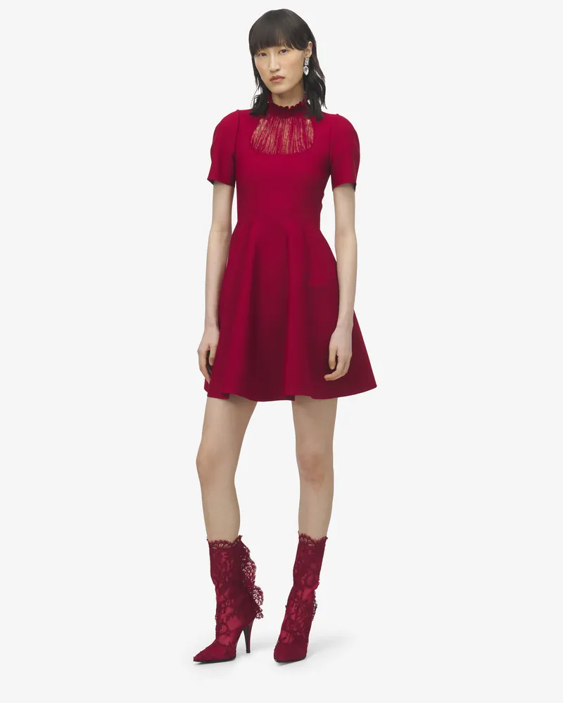 Alexander McQueen Minikleid mit Spitzeneinsatz - Item 848829Q1BE66191 Karmin