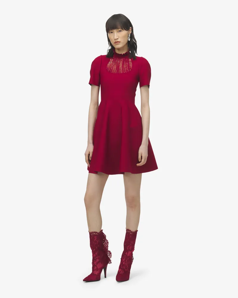 Alexander McQueen Minikleid mit Spitzeneinsatz - Item 848829Q1BE66191 Karmin