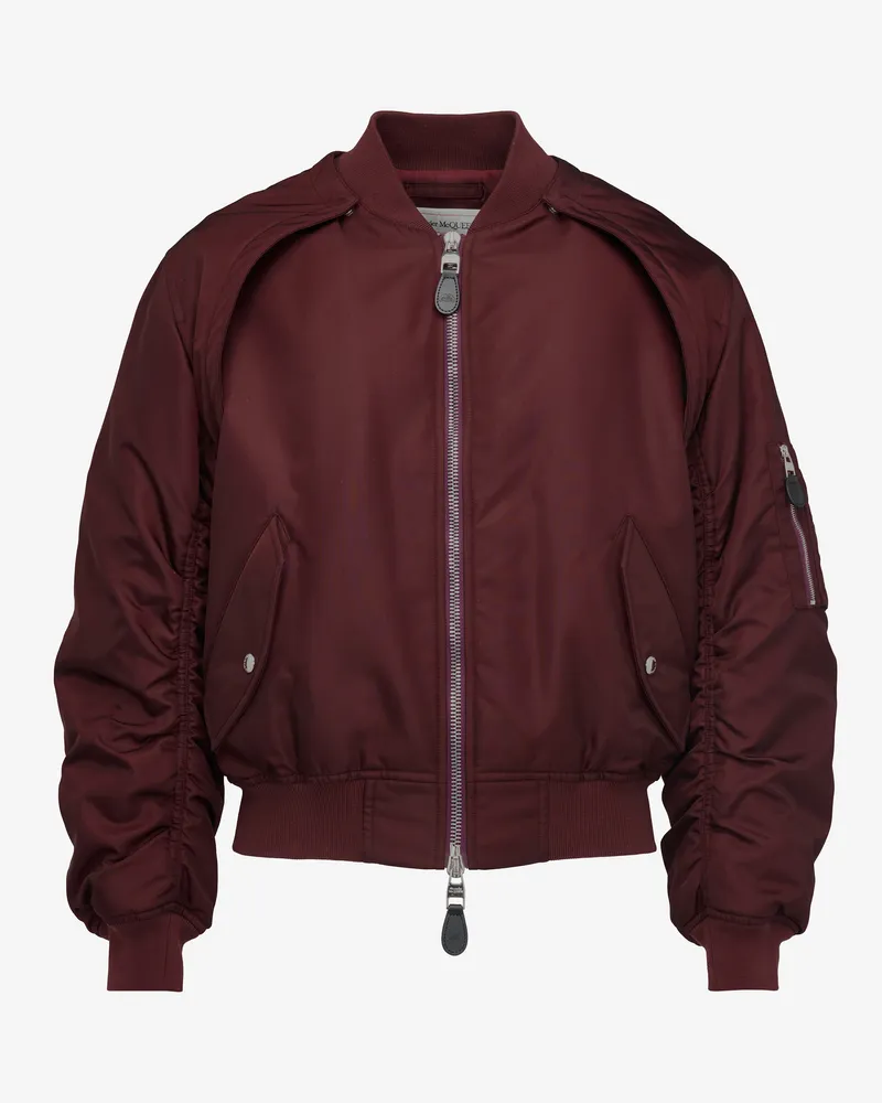 Alexander McQueen Bomber-Jacke mit abnehmbaren Ärmeln - Item 771141QRAAK5050 Bordeaux