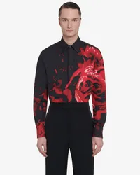 Alexander McQueen Hemd mit Wax Flower-Print Schwarz