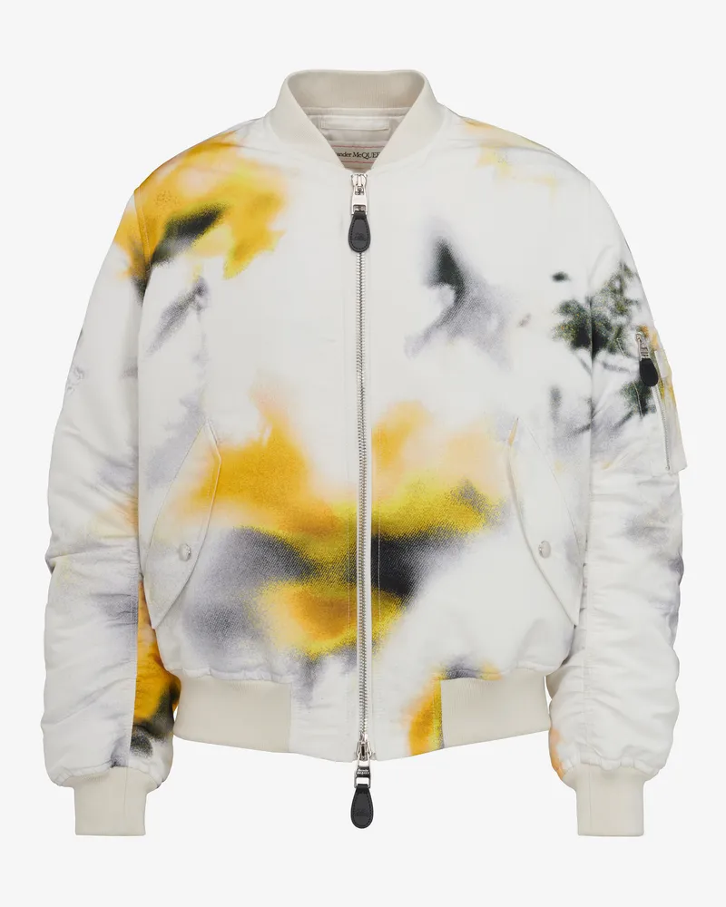 Alexander McQueen Bomber-Jacke mit Obscured Flower-Print - Item 774705QRAAP9115 Weiss
