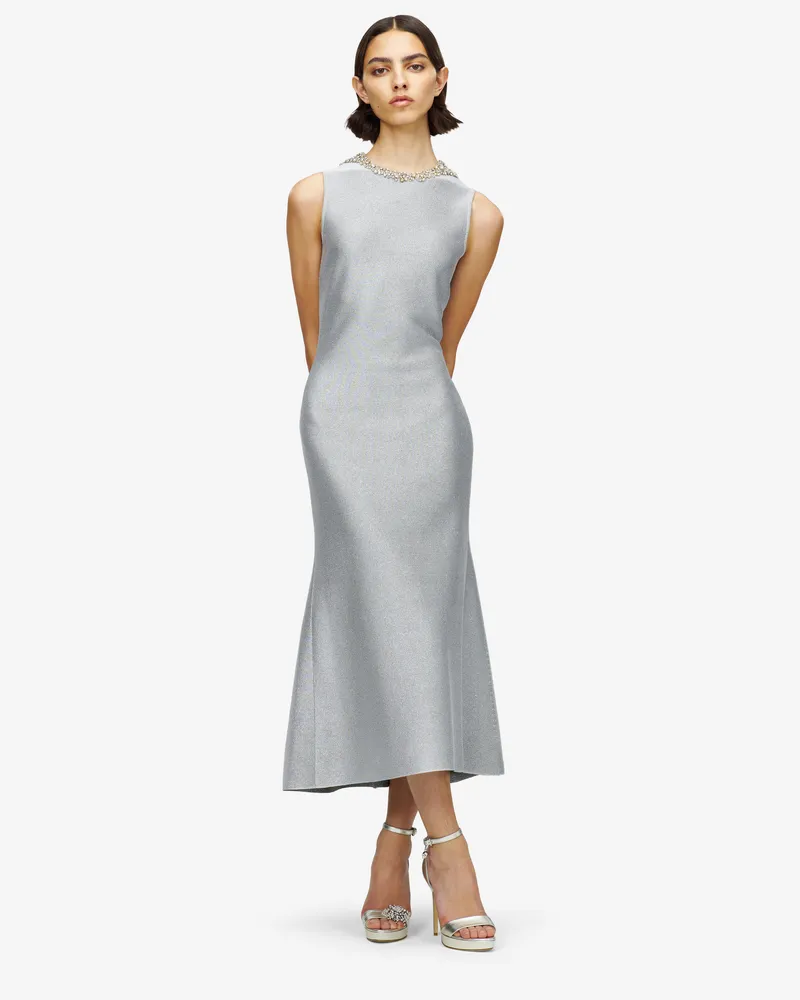 Alexander McQueen Midikleid mit Kettenhemd-Stickerei - Item 852536Q1BFT1395 Silber