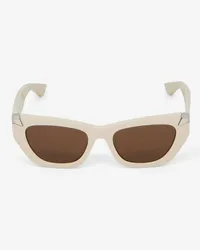 Alexander McQueen Geometrische Punk-Sonnenbrille mit Nieten Elfenbeinfarben