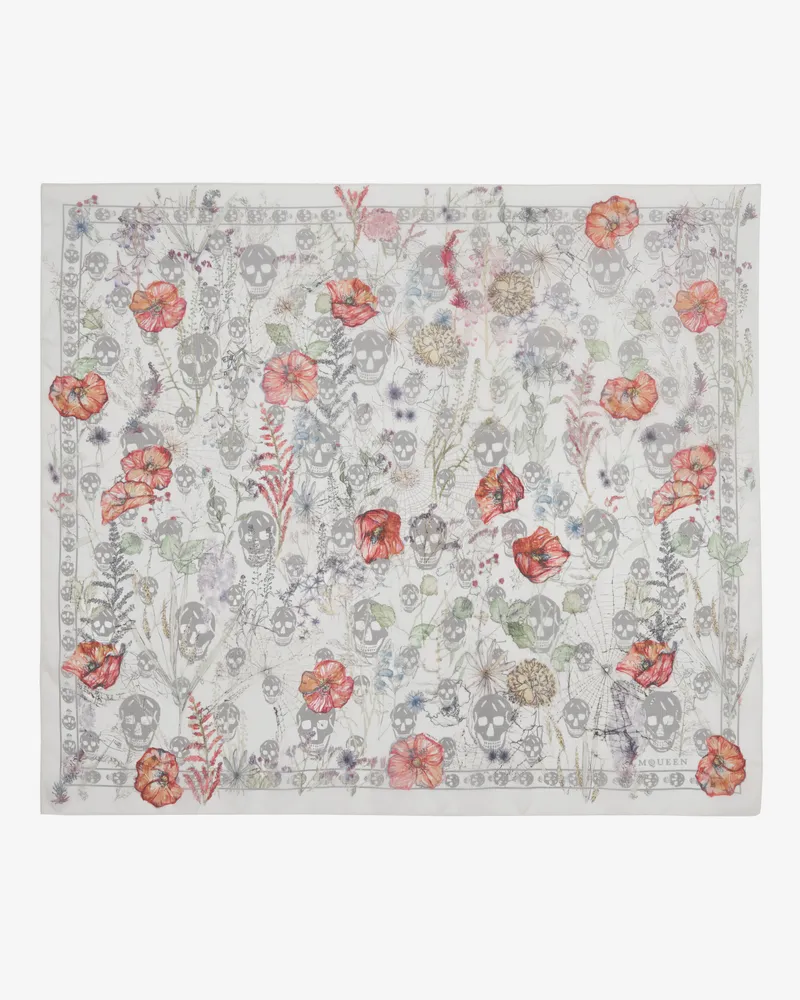 Alexander McQueen Geblümter Schal mit Skull und Spinne - Item 8585313052Q9262 Elfenbeinfarben