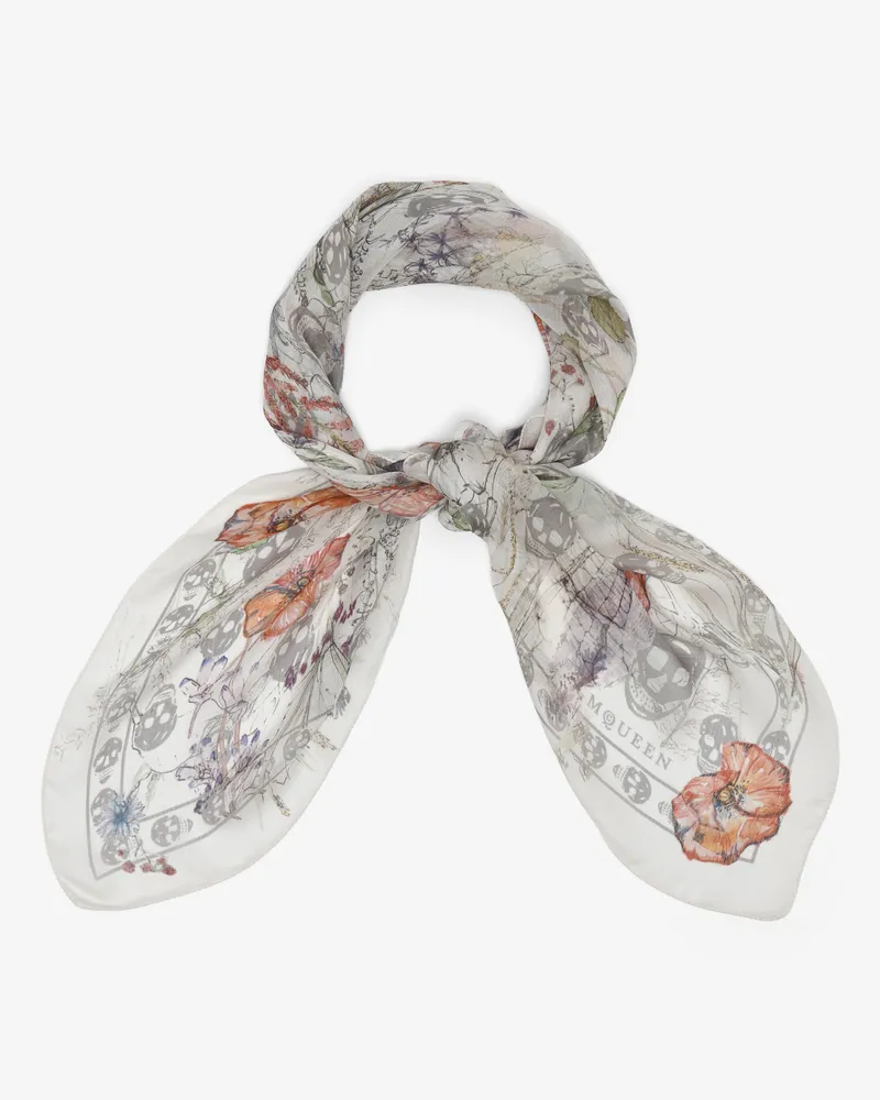 Alexander McQueen Geblümter Schal mit Skull und Spinne - Item 8585313052Q9262 Elfenbeinfarben