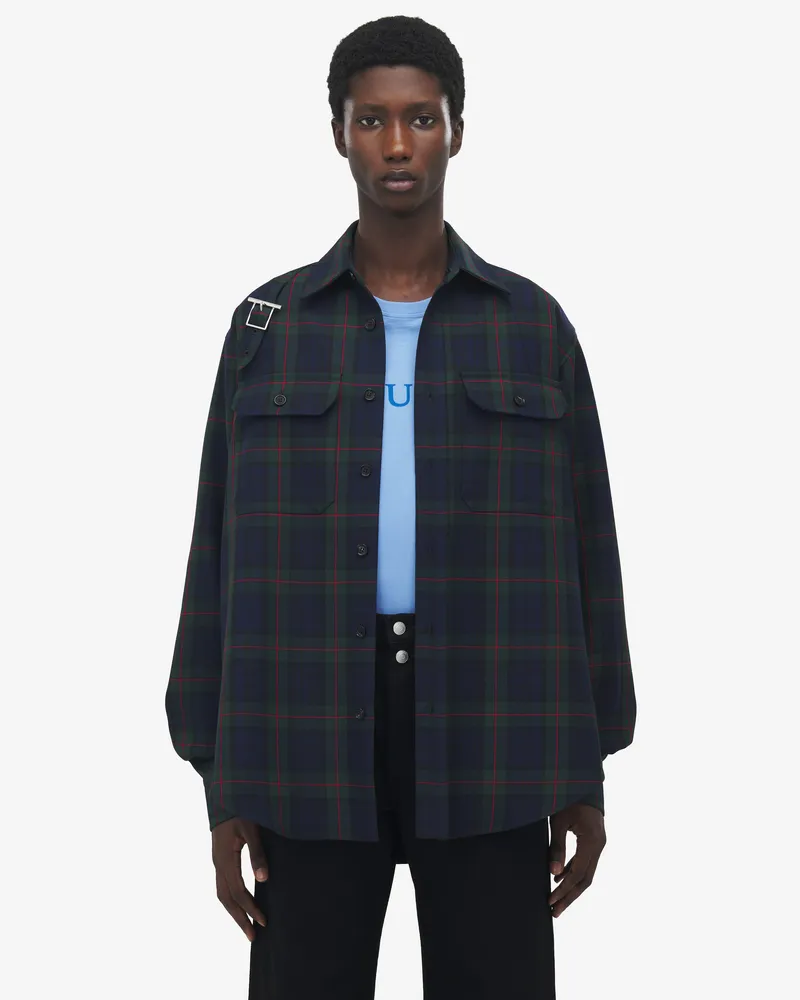 Alexander McQueen Karierte Hemdjacke mit T-Bar-Gurt - Item 838500QRACD1355 Schwarz