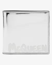 Alexander McQueen Portemonnaie mit McQueen Graffiti-Motiv Silber