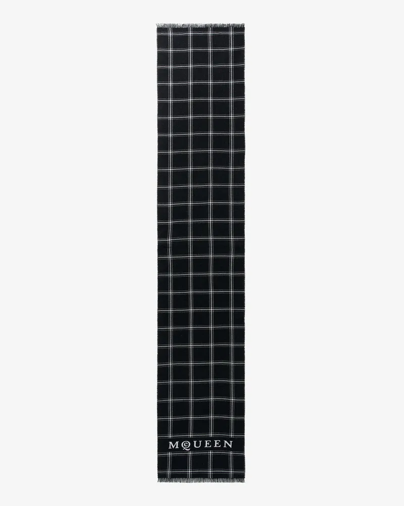 Alexander McQueen Logo-Schal mit Karomuster - Item 8142814200Q1078 Schwarz