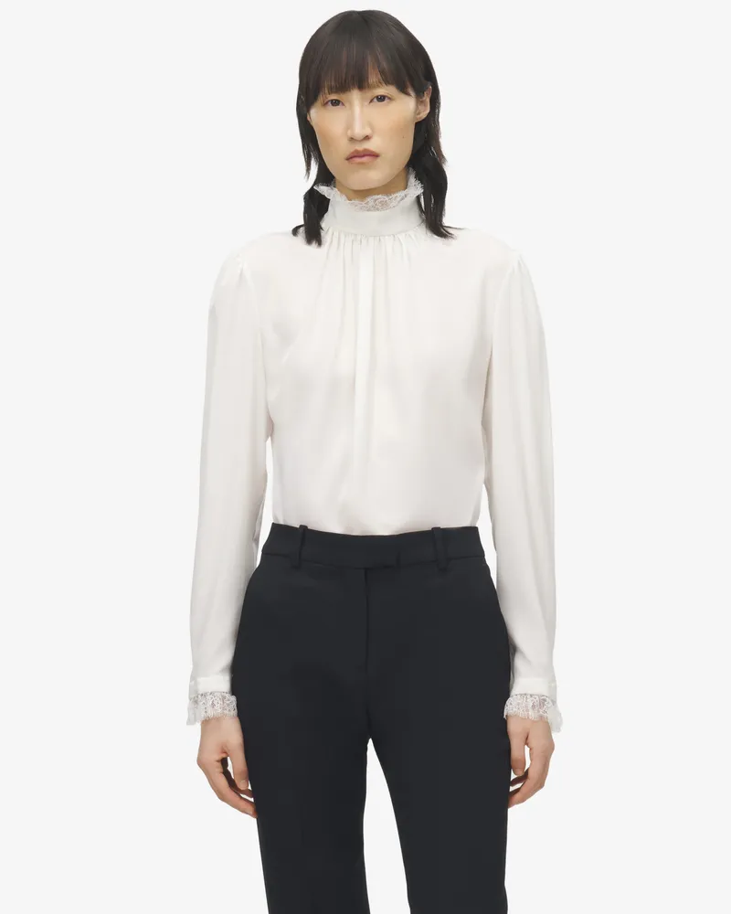 Alexander McQueen Top mit Spitzeneinsatz - Item 848907QBADT9007 Helles