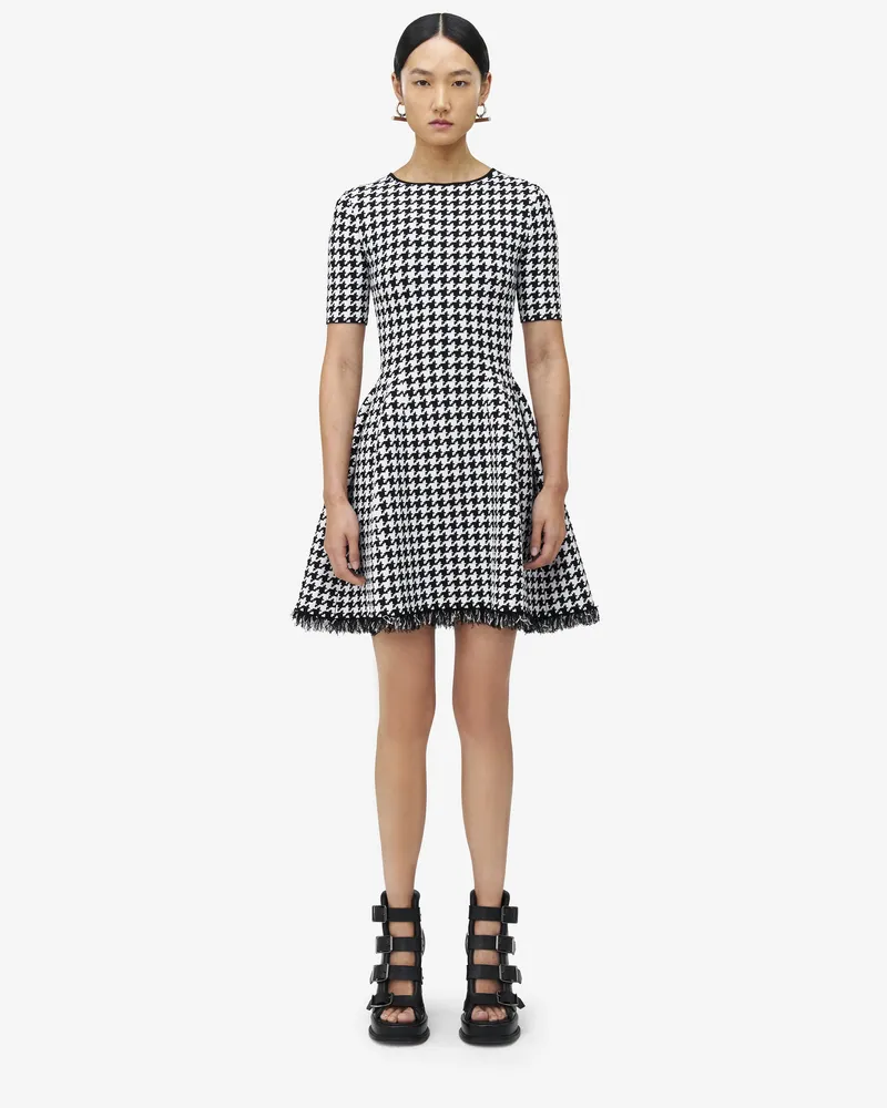 Alexander McQueen Minikleid mit Hahnentrittmuster - Item 829320Q1BDB1080 Schwarz