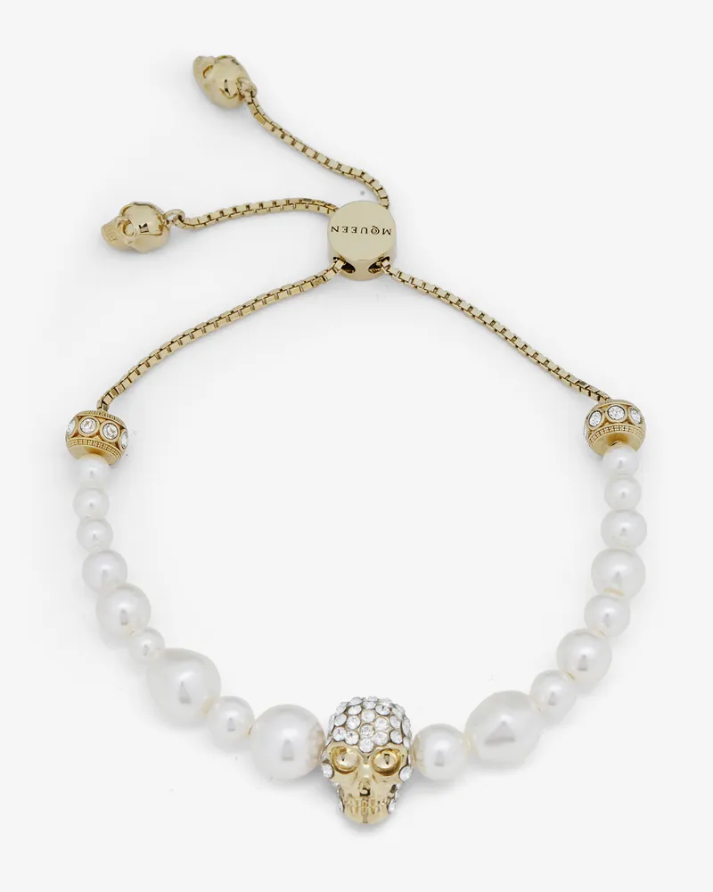 Alexander McQueen Skull and Pearl Friendship Bracelet - Item 836479J161P1953 Blassgold
