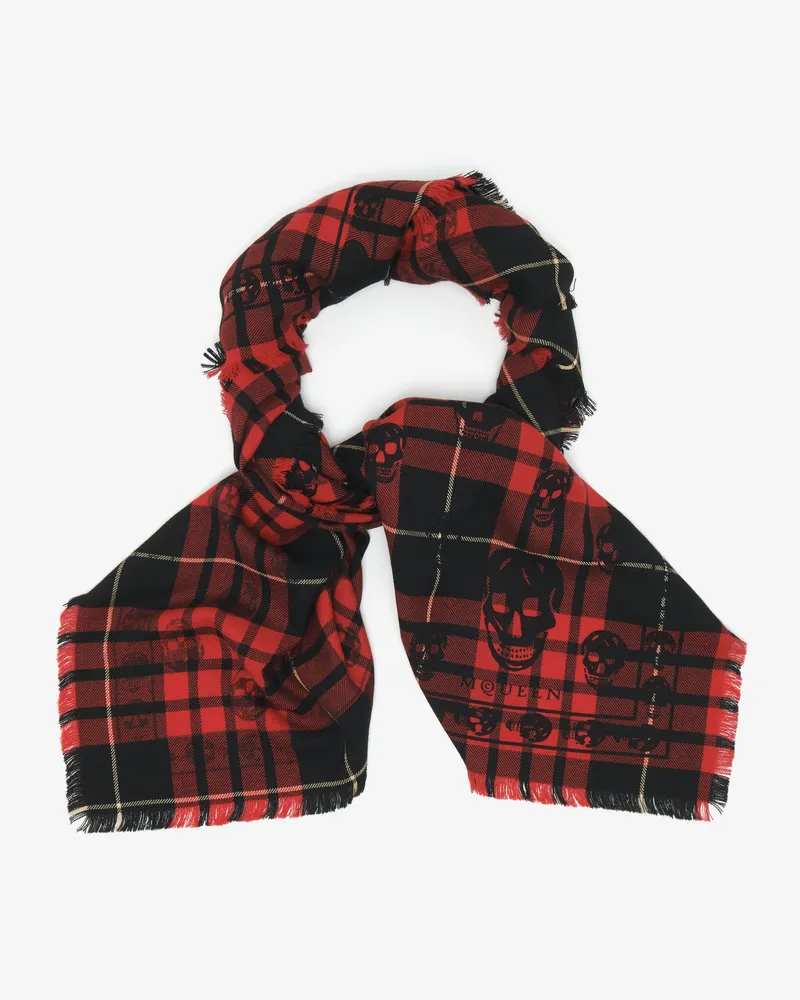Alexander McQueen Tartan Skull Schal - Item 4294124646Q6460 Rot