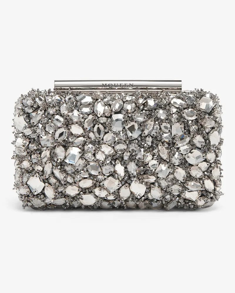 Alexander McQueen T-Bar Box-Clutch mit Kristallstickerei - Item 81371517HHI1402 Silber