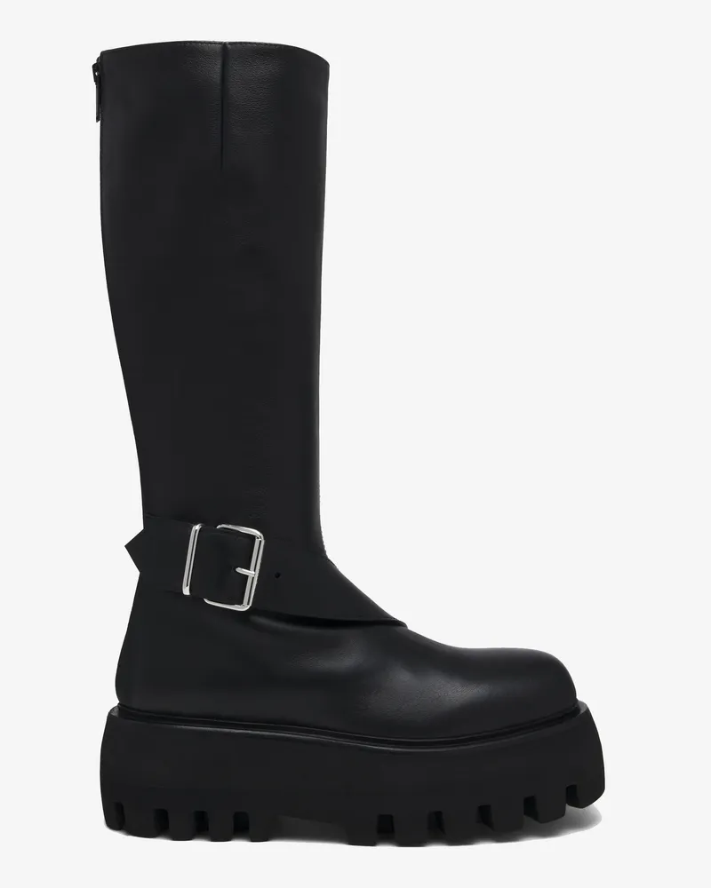 Alexander McQueen Sofa Kniehoher Stiefel mit Schnalle - Item 846184WHAEX1000 Schwarz