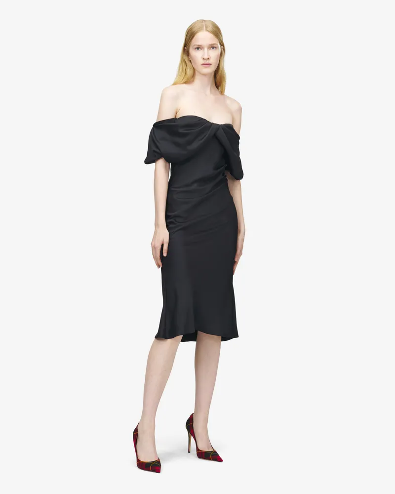 Alexander McQueen Schulterfreies, drapiertes Abendkleid - Item 862235QEAHM1000 Schwarz