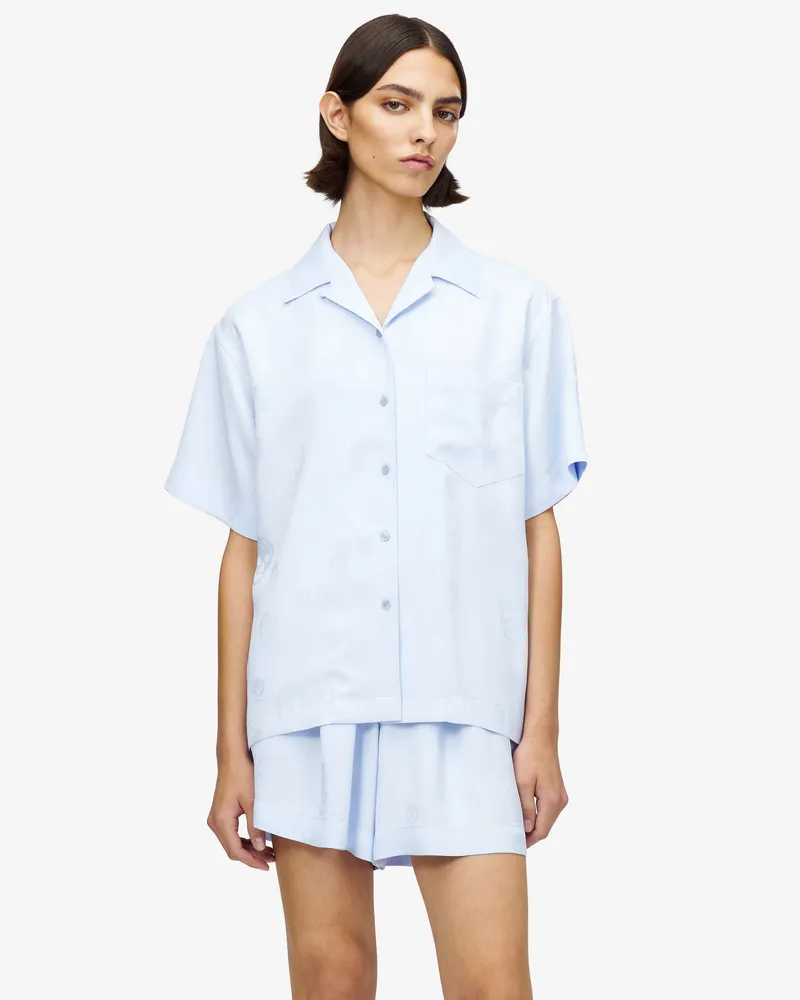Alexander McQueen Skull Pyjama-Hemd aus Jacquard - Item 839591QGABJ4602 Hellblau