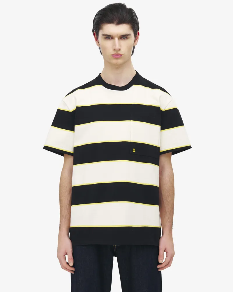 Alexander McQueen Gestreiftes T-Shirt mit umgedrehtem Skull - Item 828426QXAB99198 Bordeaux